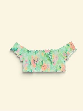 PINK Victoria's Secret Floral Smocked Off-Shoulder Crop Top in Colorful Pastels